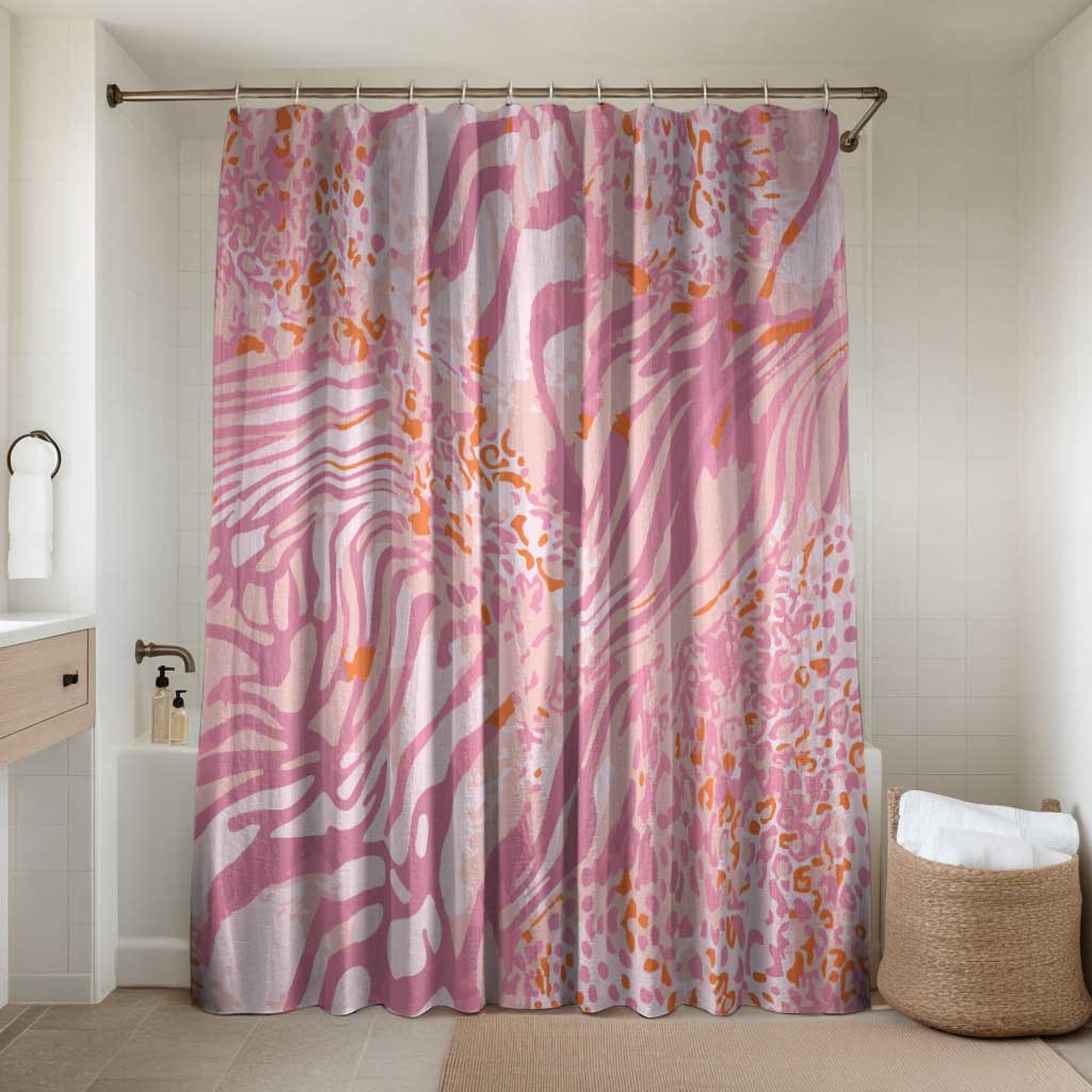 African Zebra Leopard Pattern Bathroom Set Blush Savannah