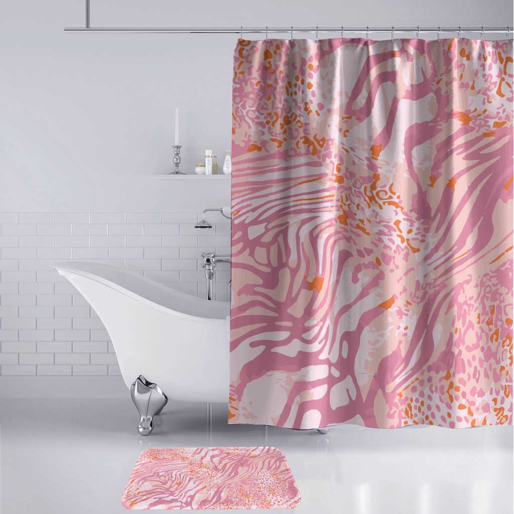 African Zebra Leopard Pattern Bathroom Set Blush Savannah