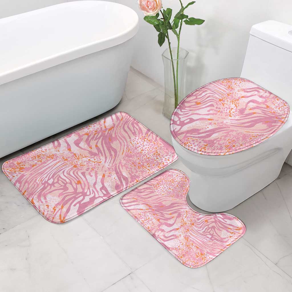 African Zebra Leopard Pattern Bathroom Set Blush Savannah