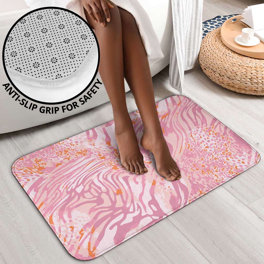 African Zebra Leopard Pattern Bathroom Set Blush Savannah