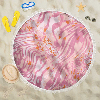 African Zebra Leopard Pattern Beach Blanket Blush Savannah