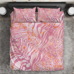 African Zebra Leopard Pattern Bedding Set Blush Savannah