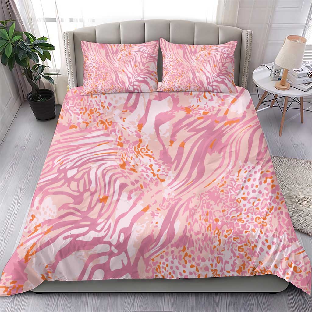 African Zebra Leopard Pattern Bedding Set Blush Savannah