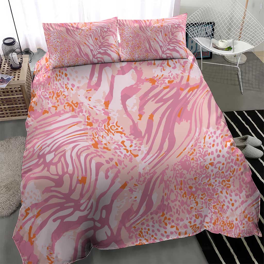 African Zebra Leopard Pattern Bedding Set Blush Savannah