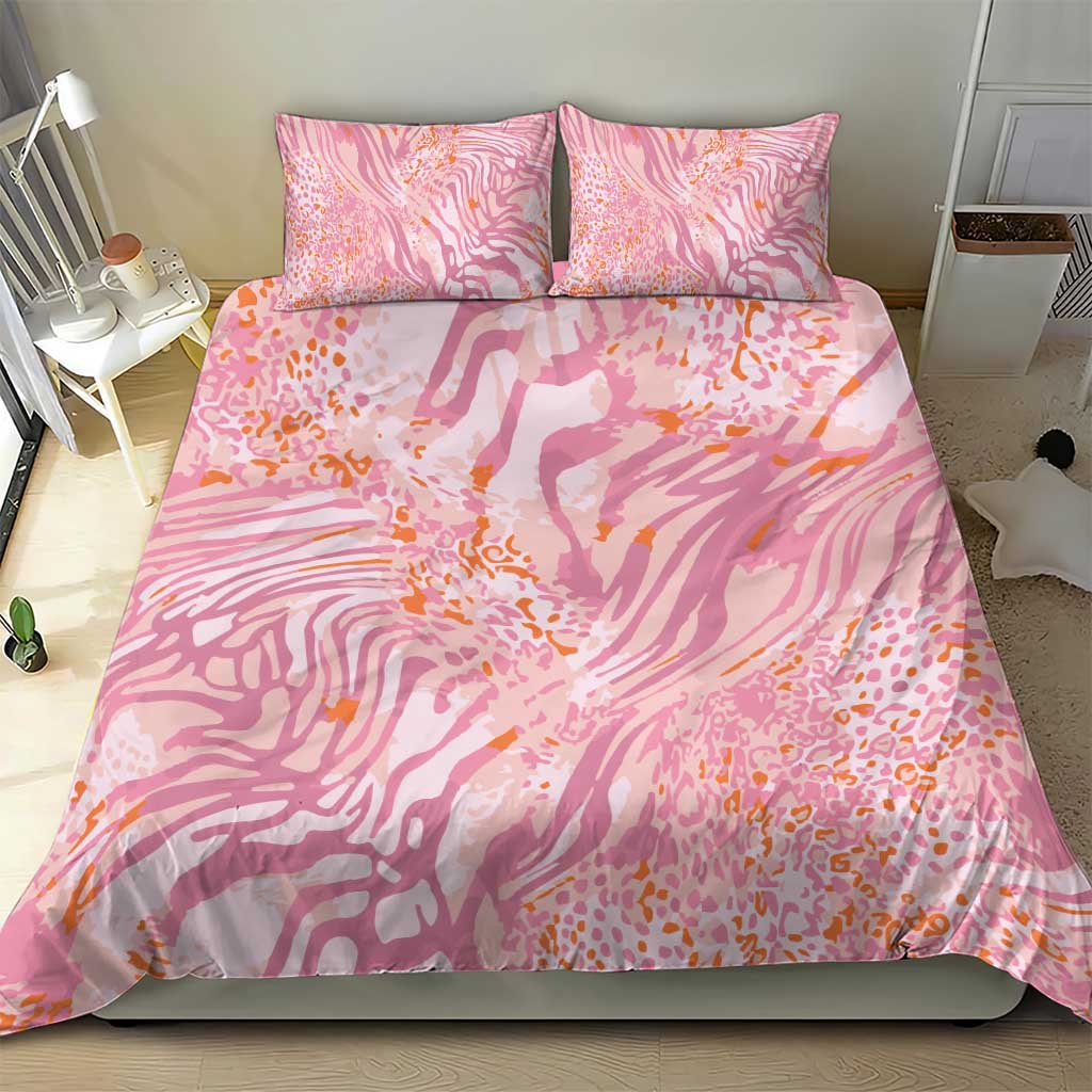 African Zebra Leopard Pattern Bedding Set Blush Savannah