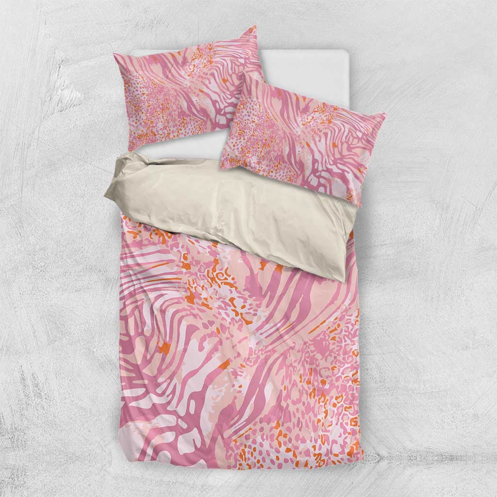 African Zebra Leopard Pattern Bedding Set Blush Savannah