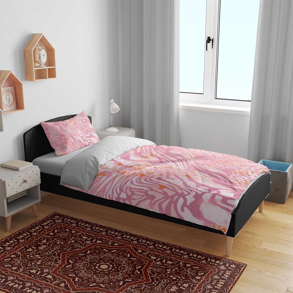 African Zebra Leopard Pattern Bedding Set Blush Savannah