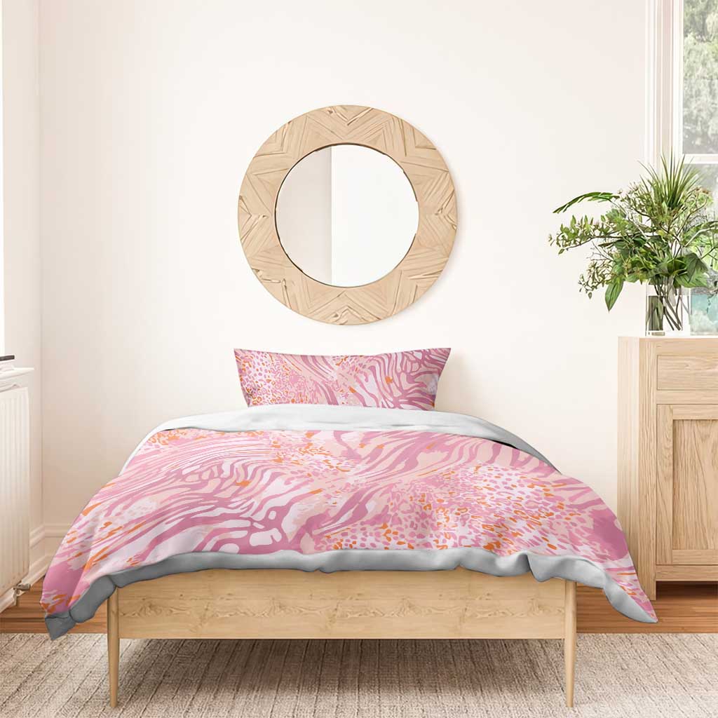 African Zebra Leopard Pattern Bedding Set Blush Savannah