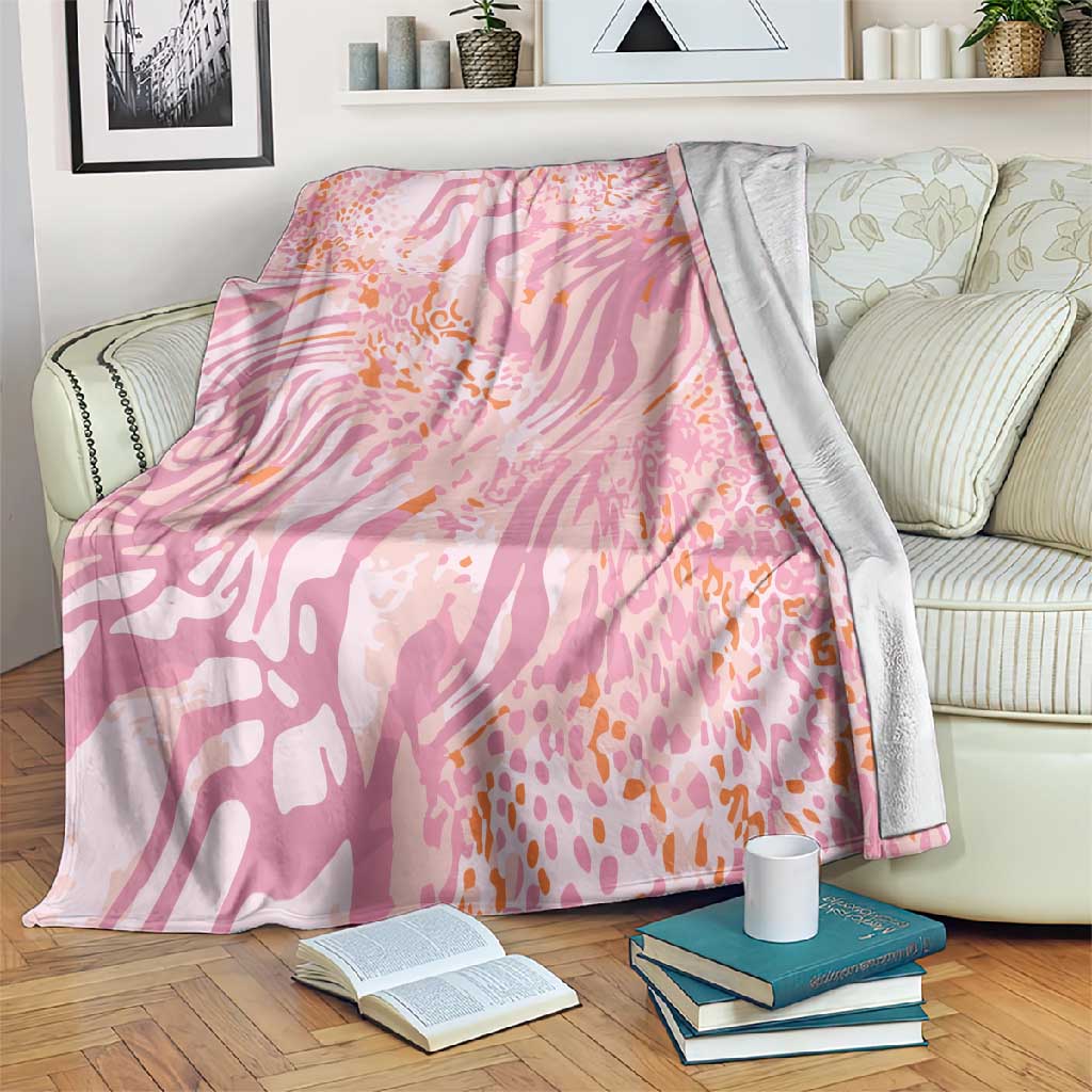 African Zebra Leopard Pattern Blanket Blush Savannah