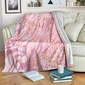 African Zebra Leopard Pattern Blanket Blush Savannah