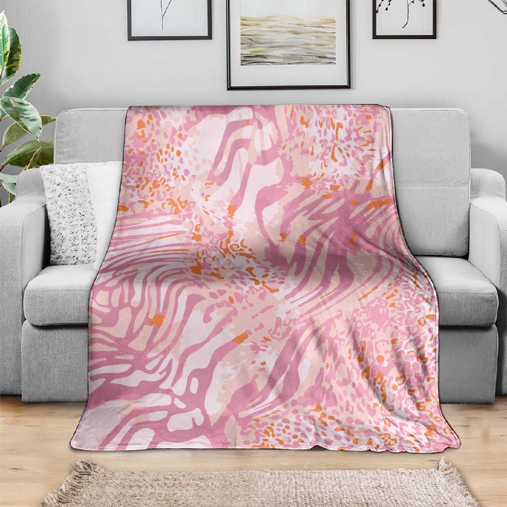 African Zebra Leopard Pattern Blanket Blush Savannah