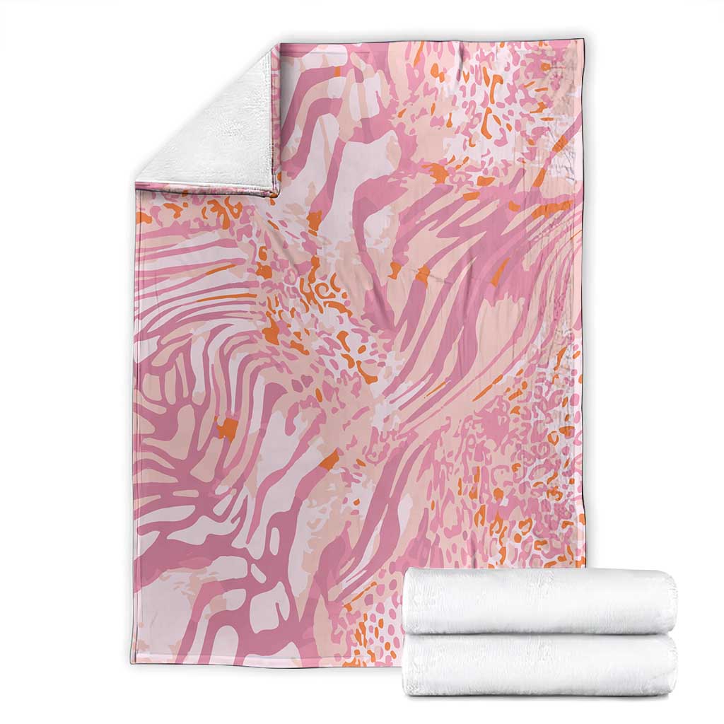 African Zebra Leopard Pattern Blanket Blush Savannah