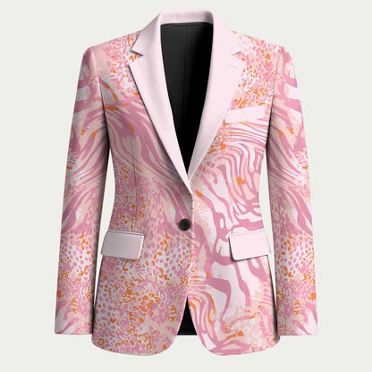 African Zebra Leopard Pattern Blazer Blush Savannah
