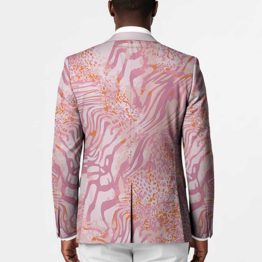African Zebra Leopard Pattern Blazer Blush Savannah