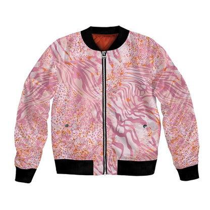 African Zebra Leopard Pattern Bomber Jacket Blush Savannah