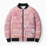 African Zebra Leopard Pattern Bomber Puffer Jacket Blush Savannah