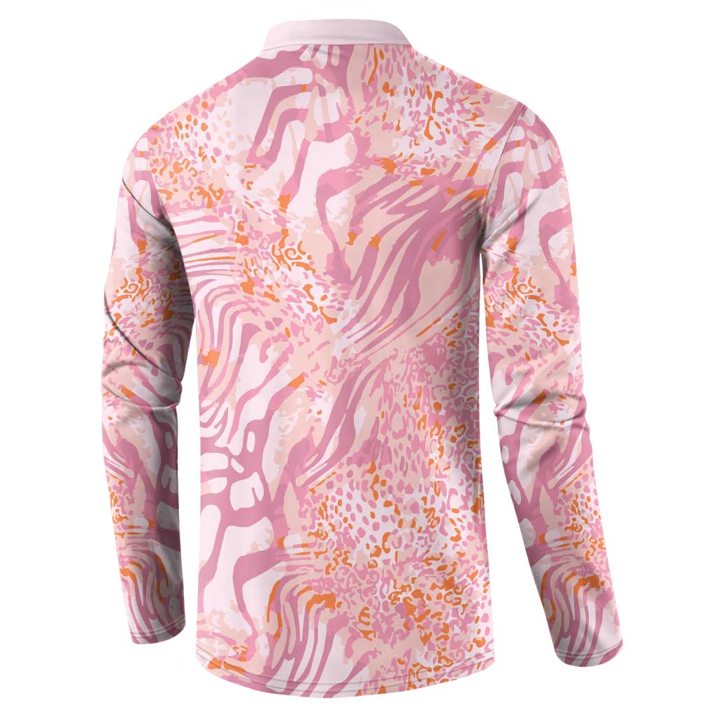 African Zebra Leopard Pattern Button Sweatshirt Blush Savannah