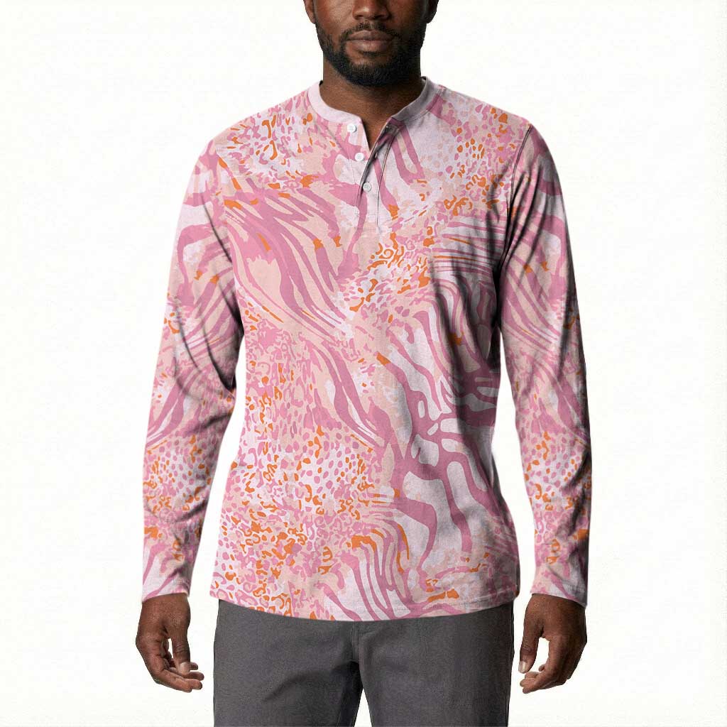 African Zebra Leopard Pattern Button Sweatshirt Blush Savannah