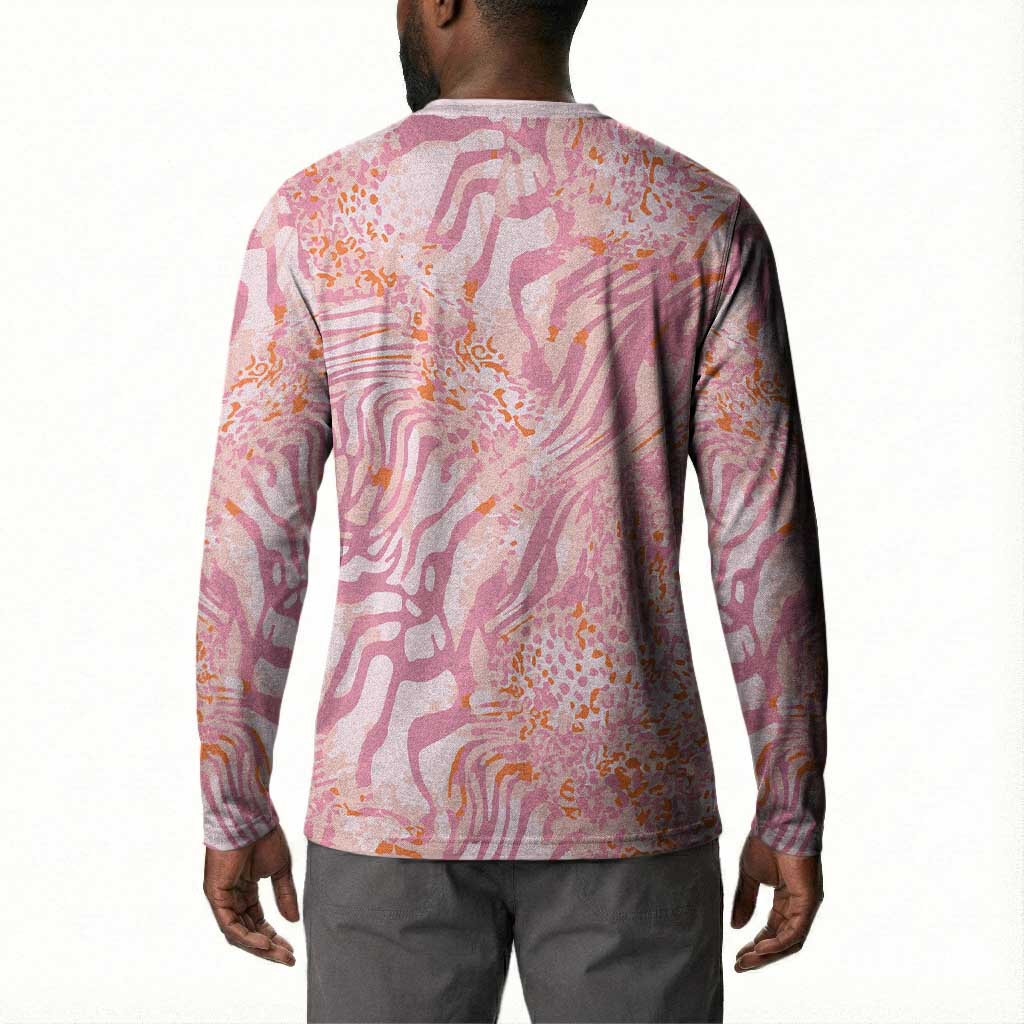 African Zebra Leopard Pattern Button Sweatshirt Blush Savannah
