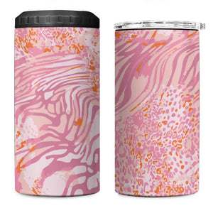 African Zebra Leopard Pattern 4 in 1 Can Cooler Tumbler Blush Savannah