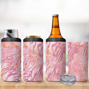 African Zebra Leopard Pattern 4 in 1 Can Cooler Tumbler Blush Savannah