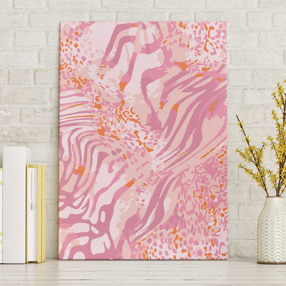 African Zebra Leopard Pattern Canvas Wall Art Blush Savannah