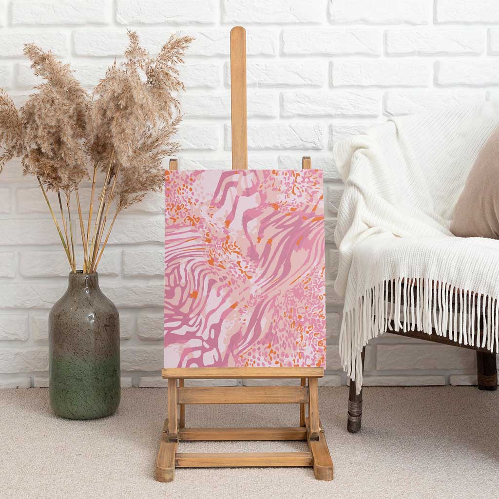 African Zebra Leopard Pattern Canvas Wall Art Blush Savannah