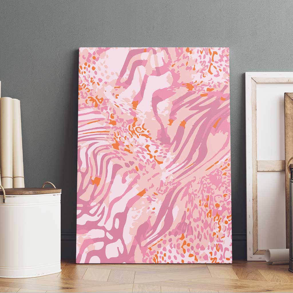 African Zebra Leopard Pattern Canvas Wall Art Blush Savannah