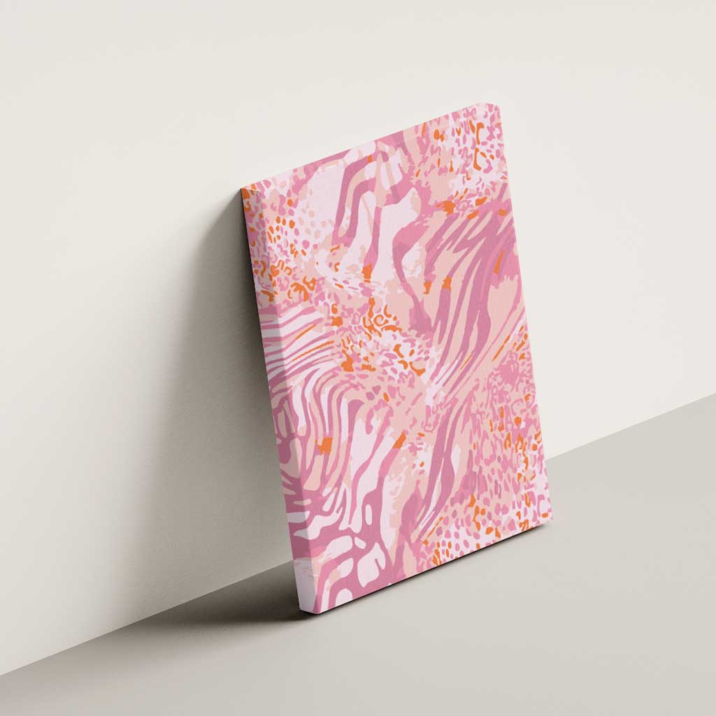 African Zebra Leopard Pattern Canvas Wall Art Blush Savannah