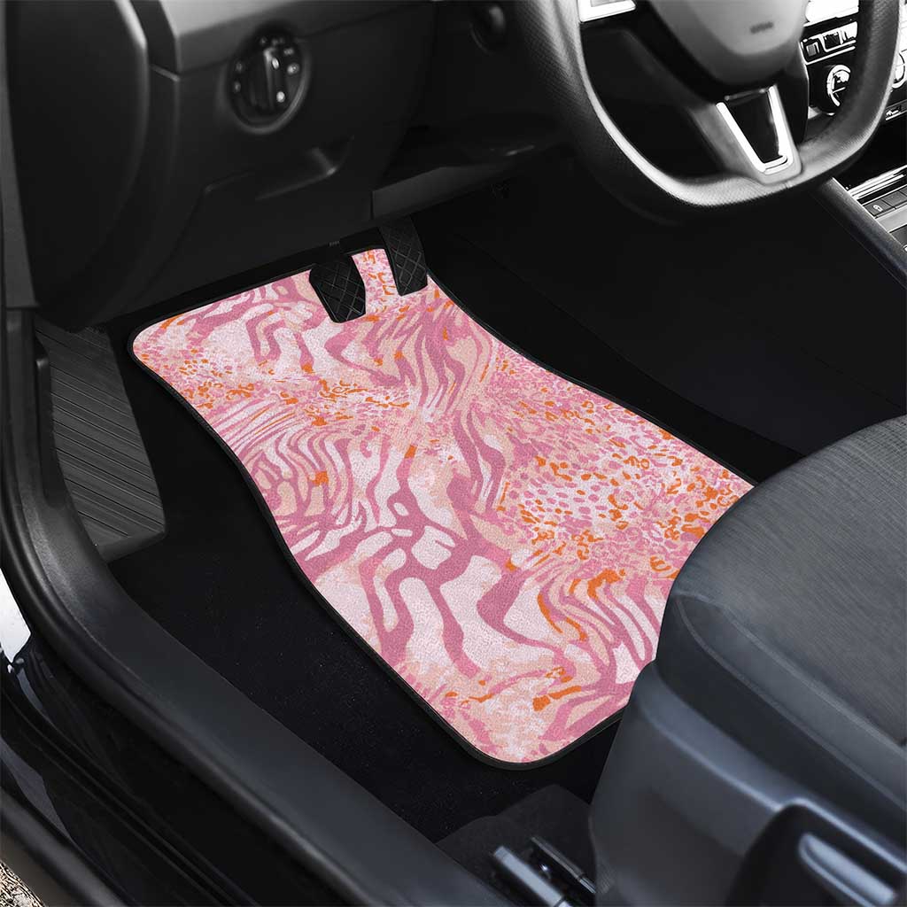 African Zebra Leopard Pattern Car Mats Blush Savannah