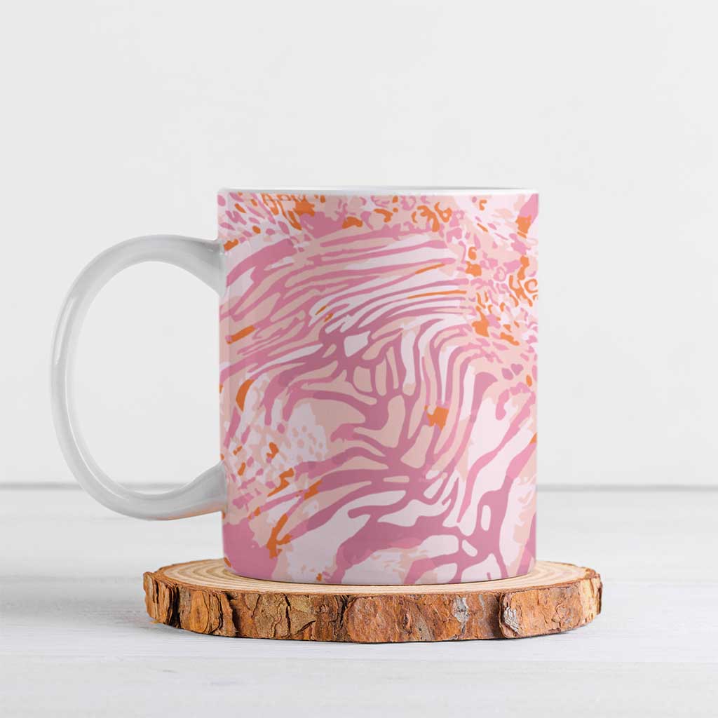 African Zebra Leopard Pattern Ceramic Mug Blush Savannah
