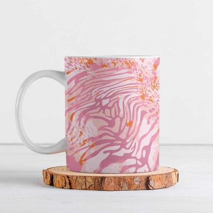 African Zebra Leopard Pattern Ceramic Mug Blush Savannah