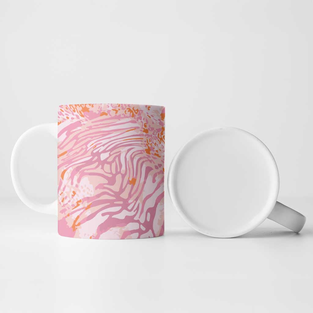 African Zebra Leopard Pattern Ceramic Mug Blush Savannah
