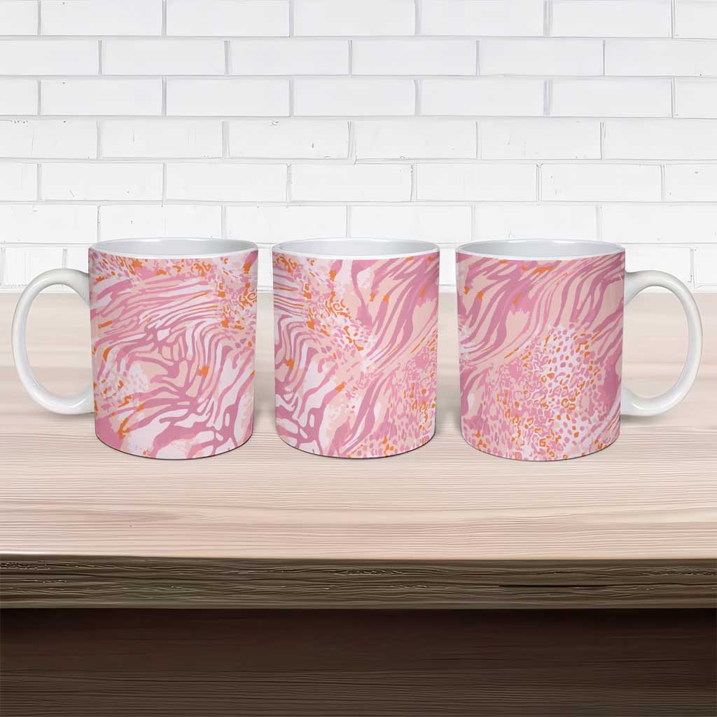 African Zebra Leopard Pattern Ceramic Mug Blush Savannah