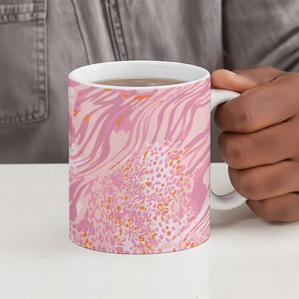 African Zebra Leopard Pattern Ceramic Mug Blush Savannah