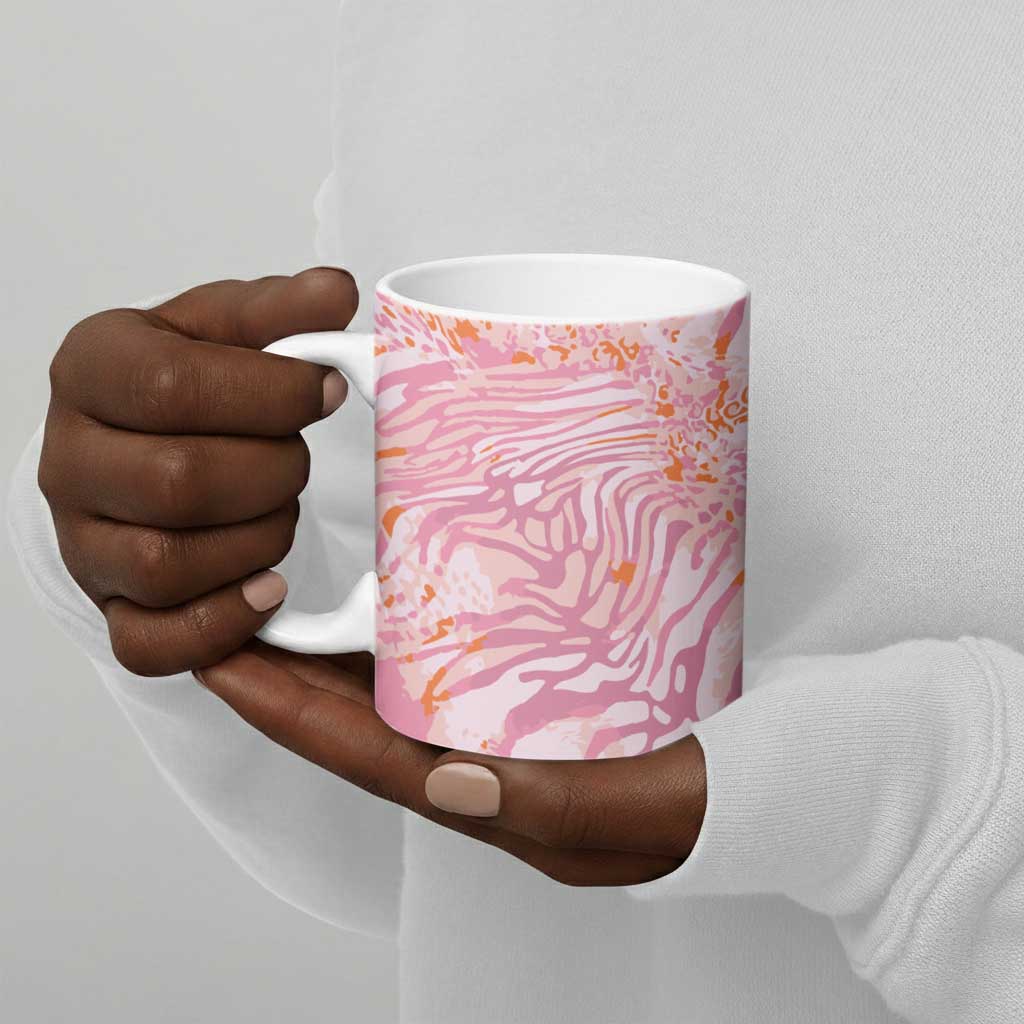 African Zebra Leopard Pattern Ceramic Mug Blush Savannah