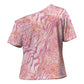 African Zebra Leopard Pattern Cross Shoulder Shirt Blush Savannah