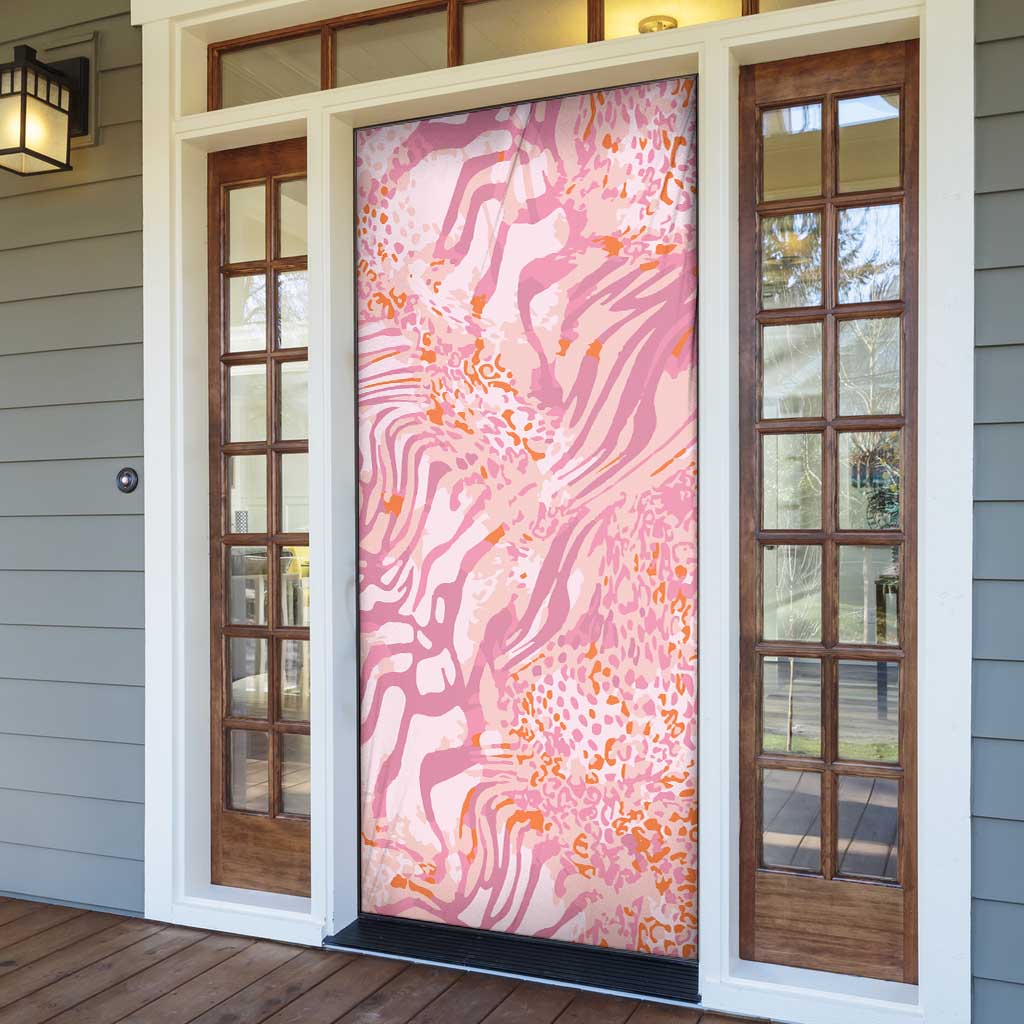 African Zebra Leopard Pattern Door Cover Blush Savannah