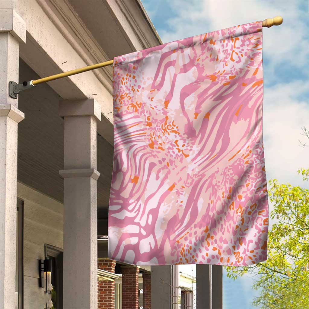 African Zebra Leopard Pattern Garden Flag Blush Savannah