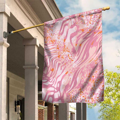 African Zebra Leopard Pattern Garden Flag Blush Savannah