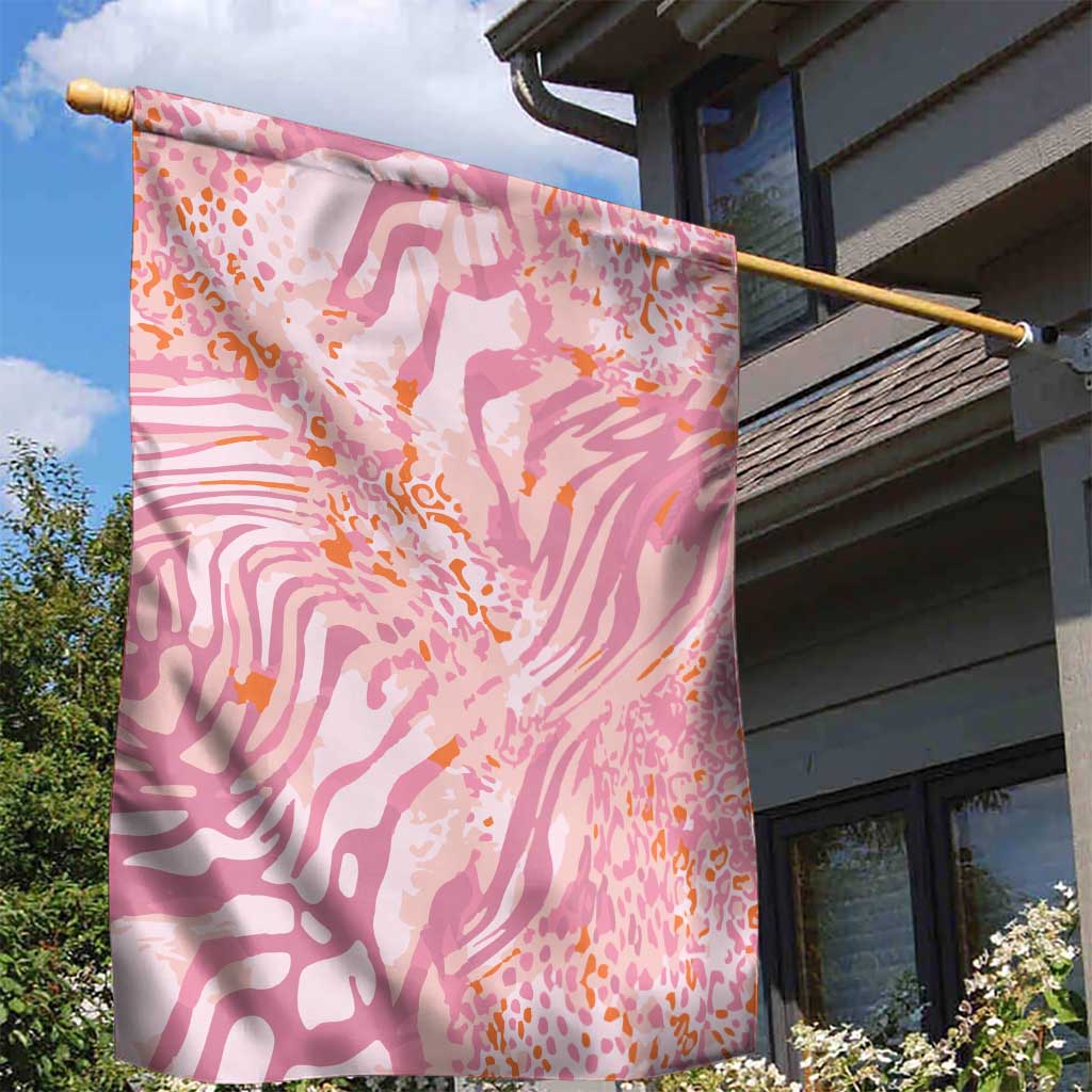 African Zebra Leopard Pattern Garden Flag Blush Savannah