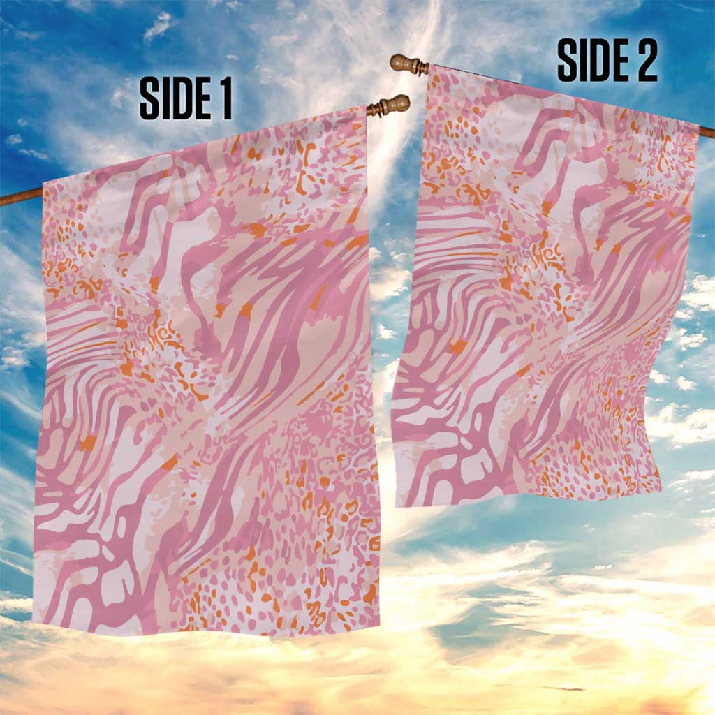 African Zebra Leopard Pattern Garden Flag Blush Savannah