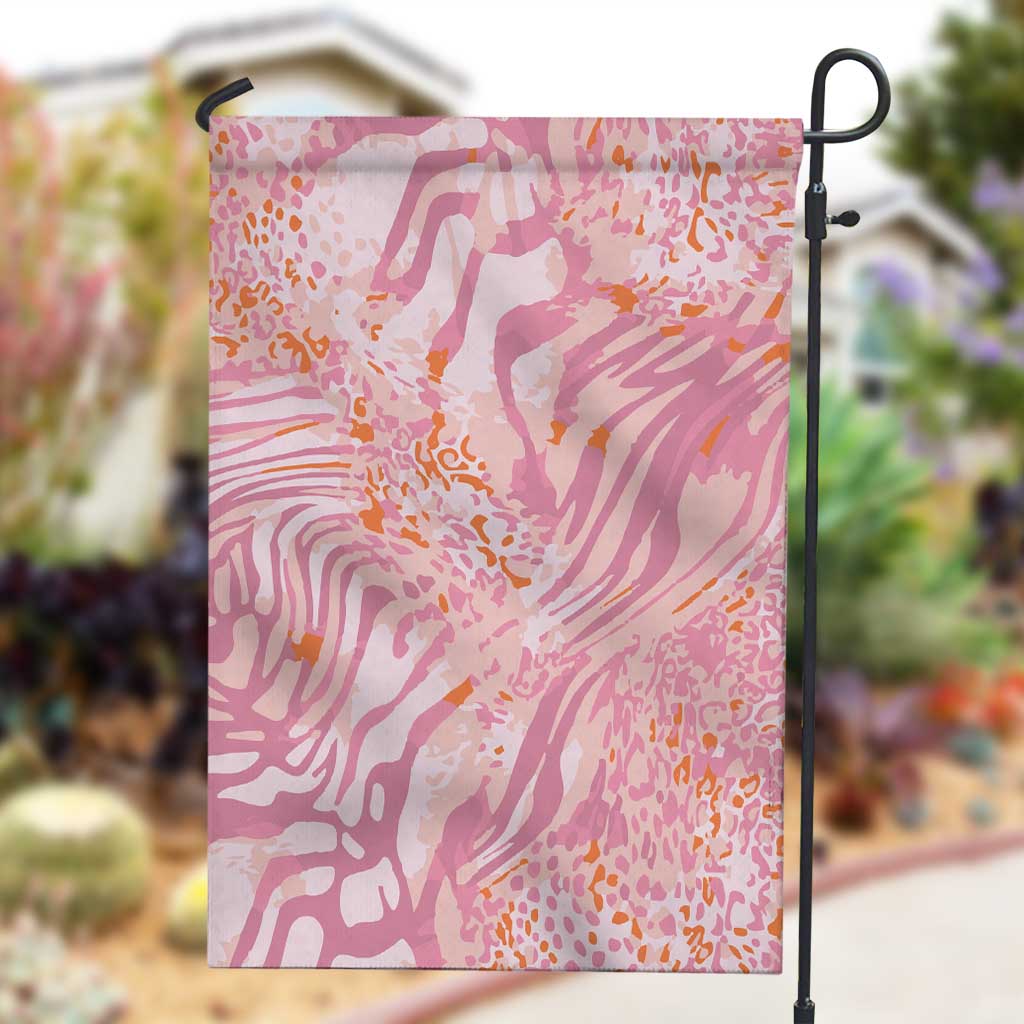 African Zebra Leopard Pattern Garden Flag Blush Savannah