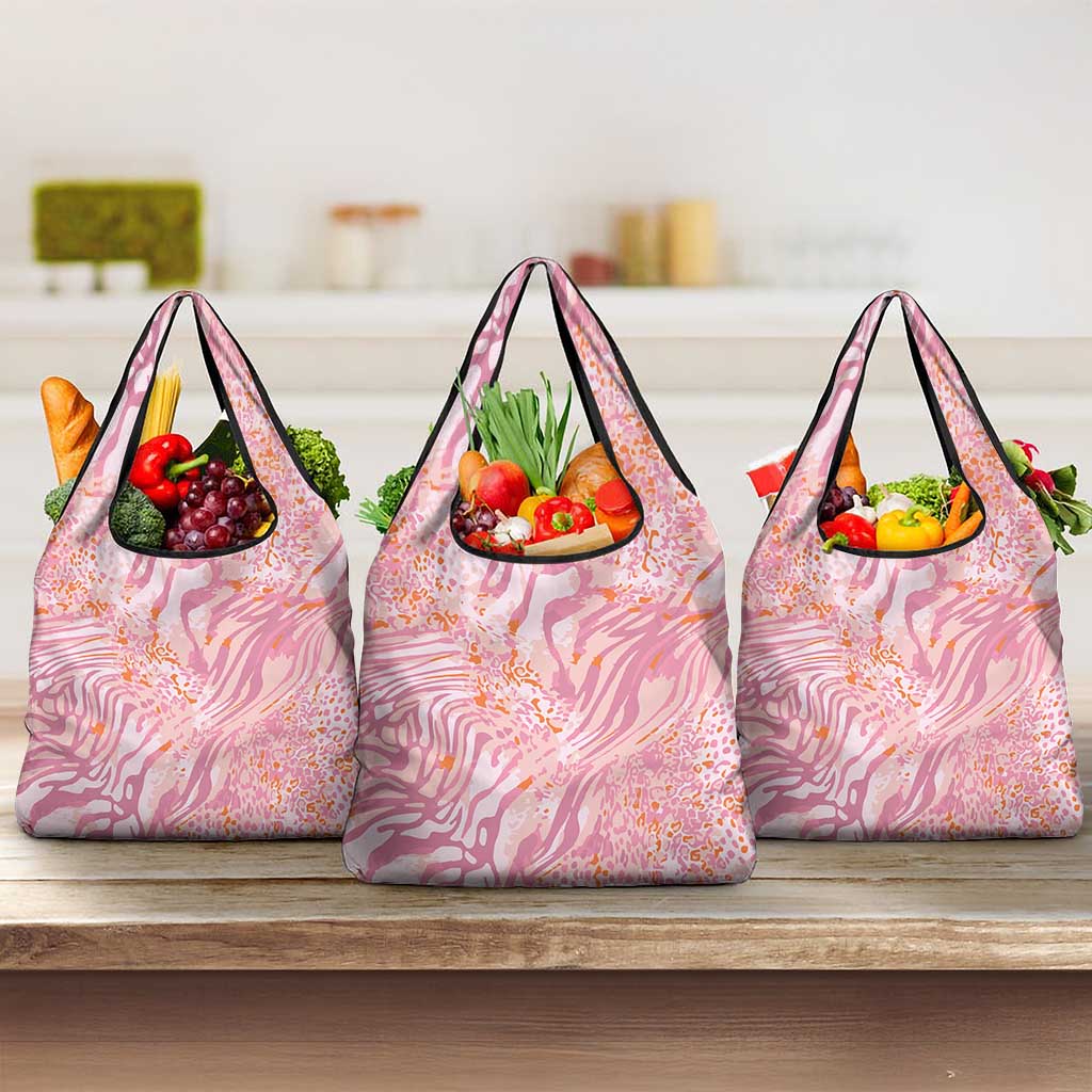 African Zebra Leopard Pattern Grocery Bag Blush Savannah