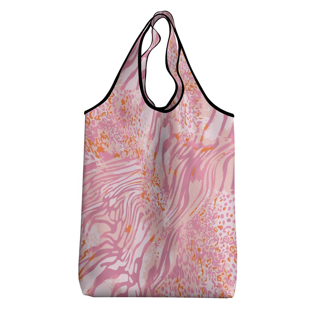 African Zebra Leopard Pattern Grocery Bag Blush Savannah