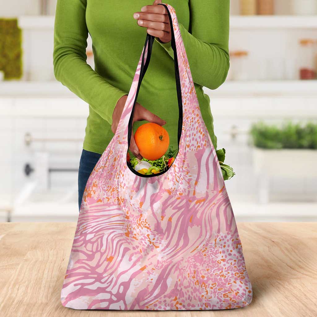 African Zebra Leopard Pattern Grocery Bag Blush Savannah