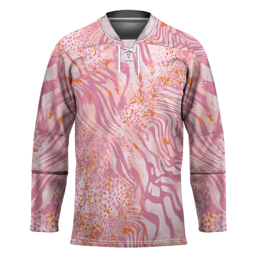 African Zebra Leopard Pattern Hockey Jersey Blush Savannah