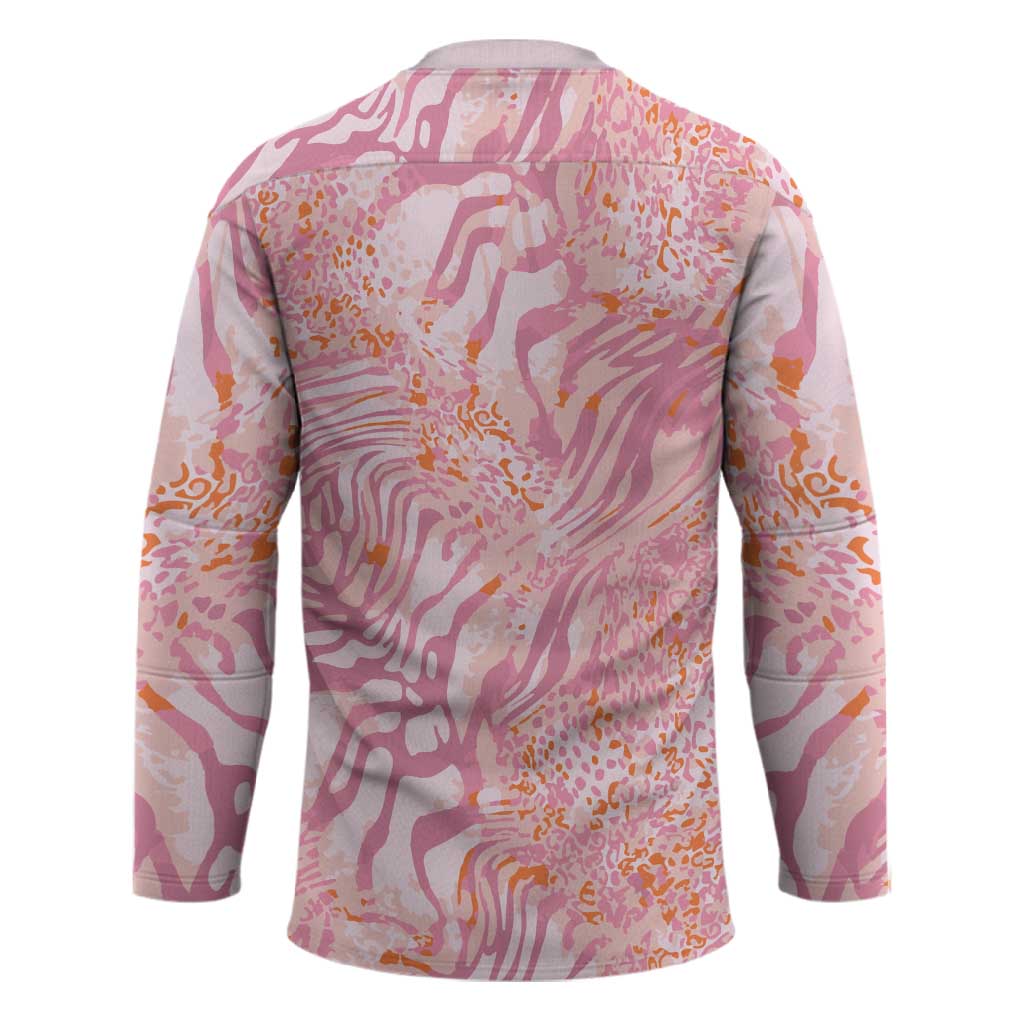 African Zebra Leopard Pattern Hockey Jersey Blush Savannah