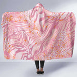 African Zebra Leopard Pattern Hooded Blanket Blush Savannah