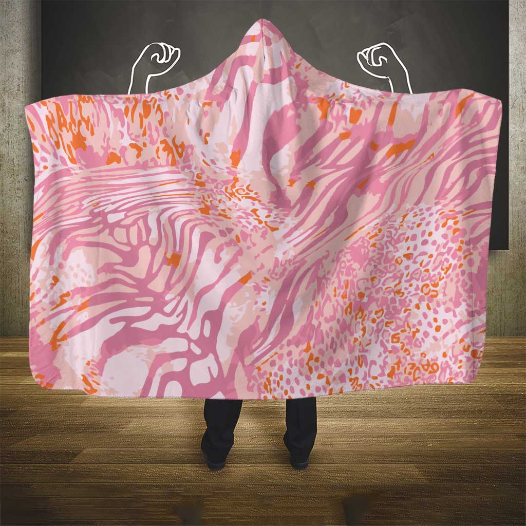 African Zebra Leopard Pattern Hooded Blanket Blush Savannah